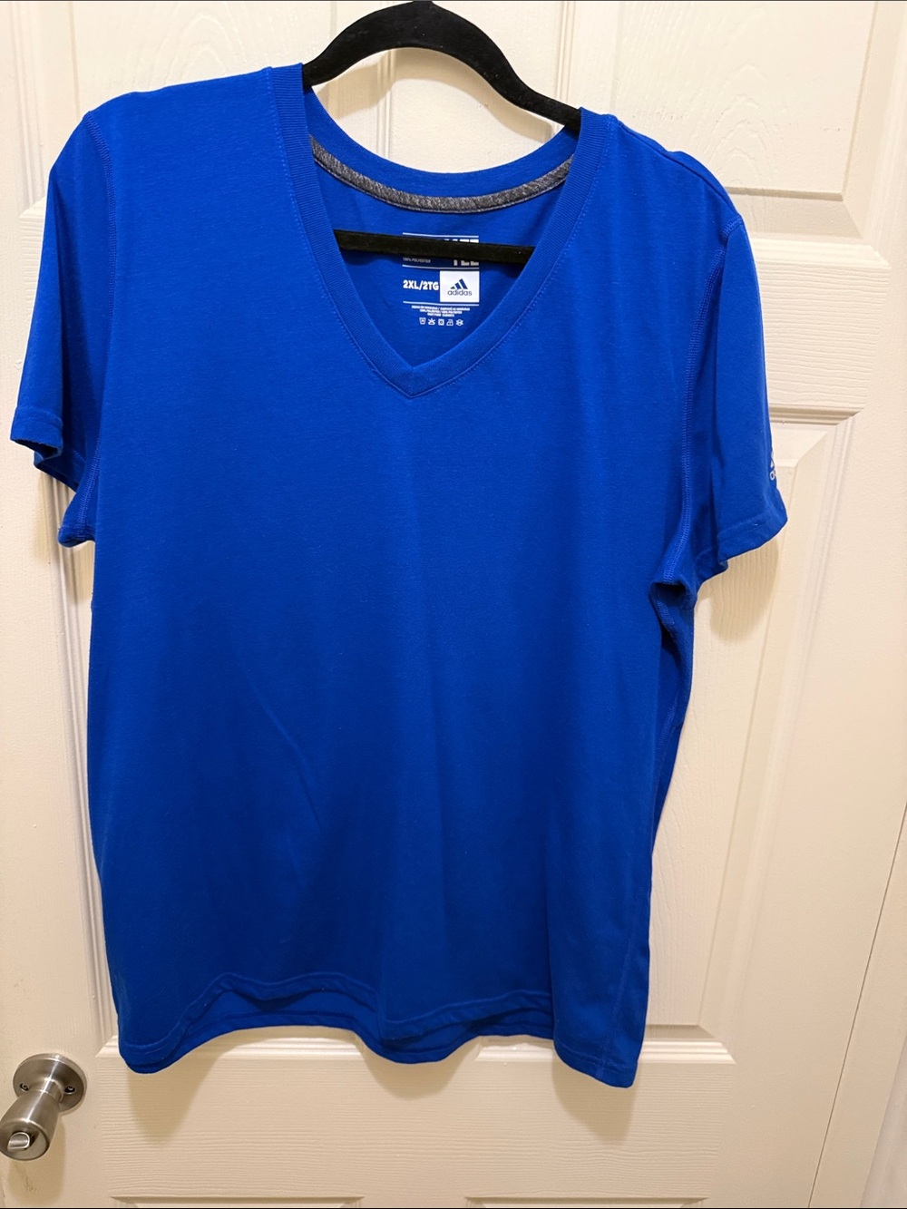 adidas Unisex Short-Sleeve Adidas V-Neck Tee - Blue
